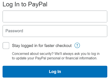 Login to paypal to complete payment