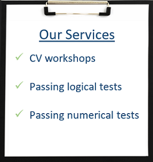 our services cover CV writing, passing numerical tests and more!